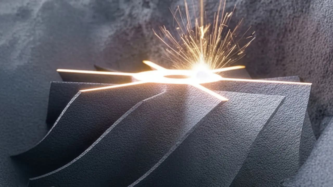 Selektiver Laserstrahl schmilzt und formt Metallpulver während des 3D-Druckprozesses.